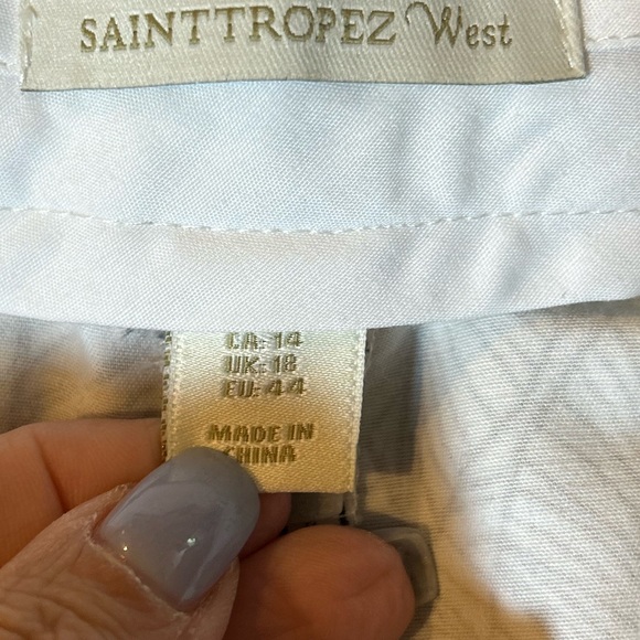 St.Tropez West Black and White Leaf Patterned Capri Pants - Picture 6 of 9